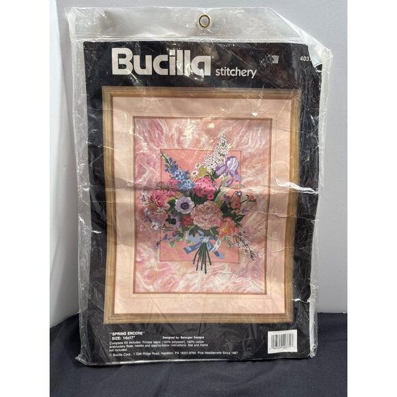 Bucilla Spring Encore Stitchery Kit 40371 14x17" VTG Sealed - Picture 1 of 5